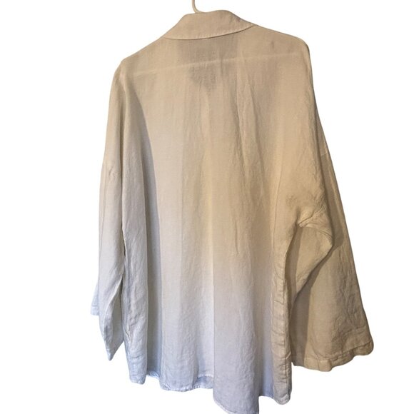 Chicos White 100% Linen Shirt Womens Size 3 Relaxed Fit Button-Up Sleeve - Picture 5 of 13
